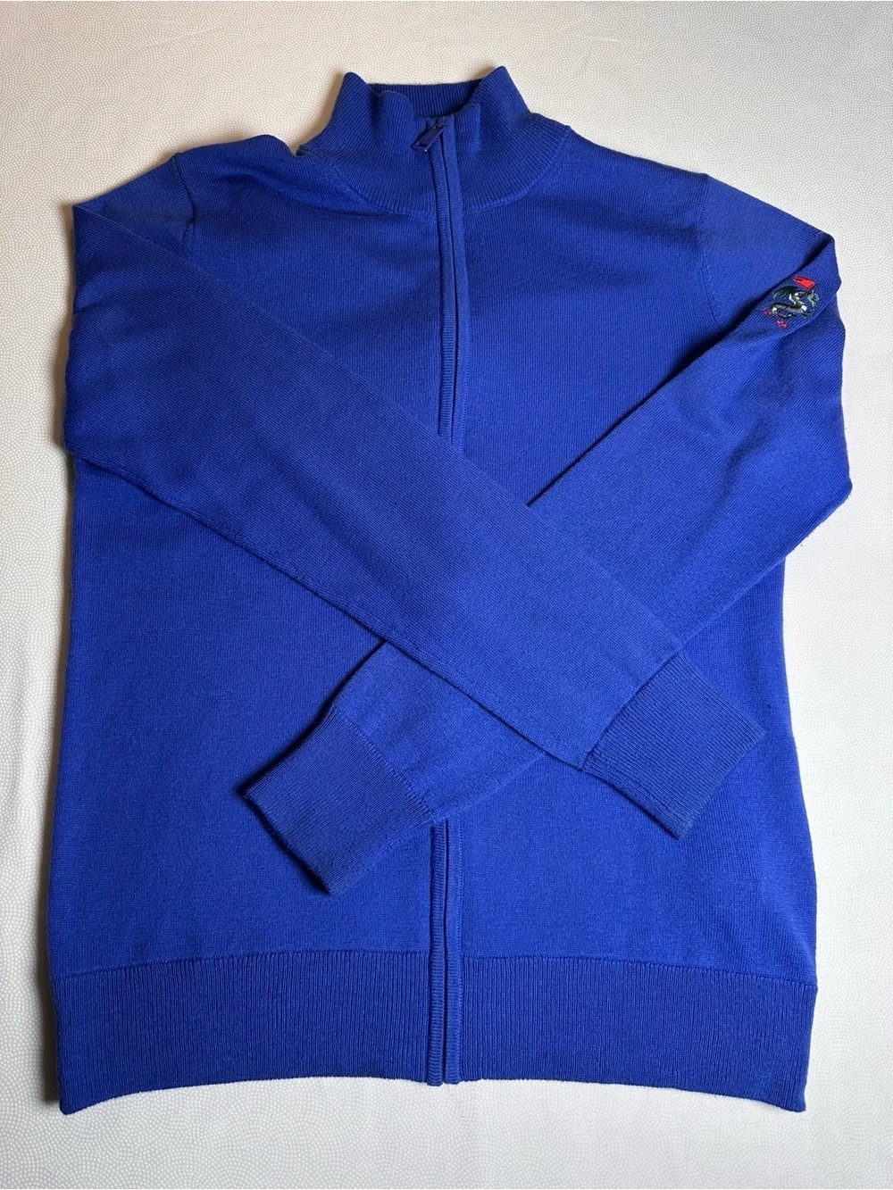 Polo Ralph Lauren Dragon Crest Full Zip Mock Neck Sweater Cashmere Blend  Blue M